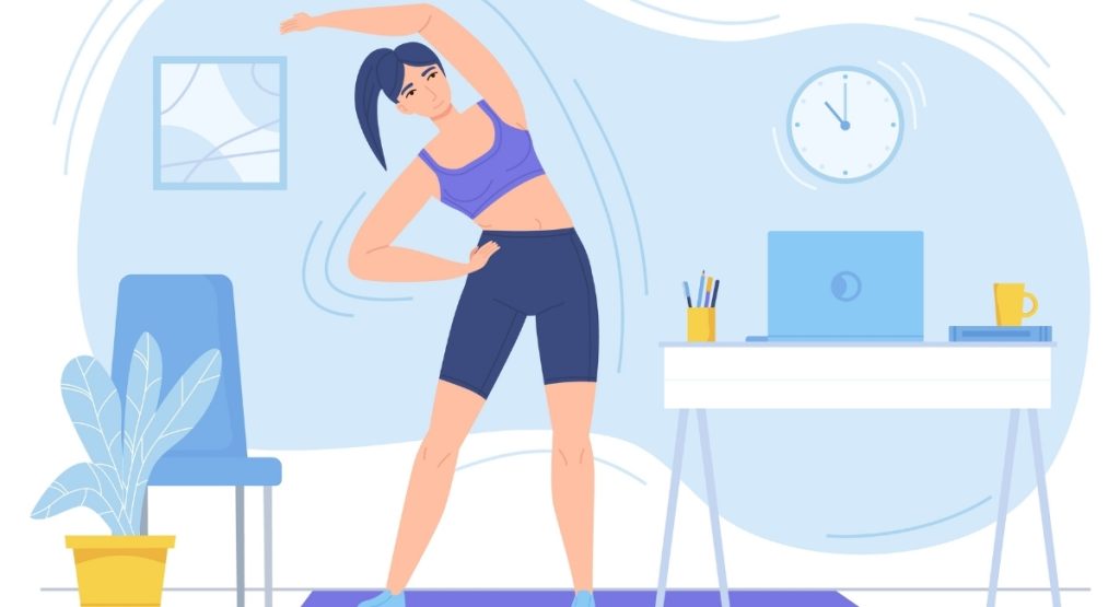 Πώς να κάθεσαι σωστά - Συμβουλές εργονομίας. Η εικόνα δείχνει διατάσεις (freepik.com)